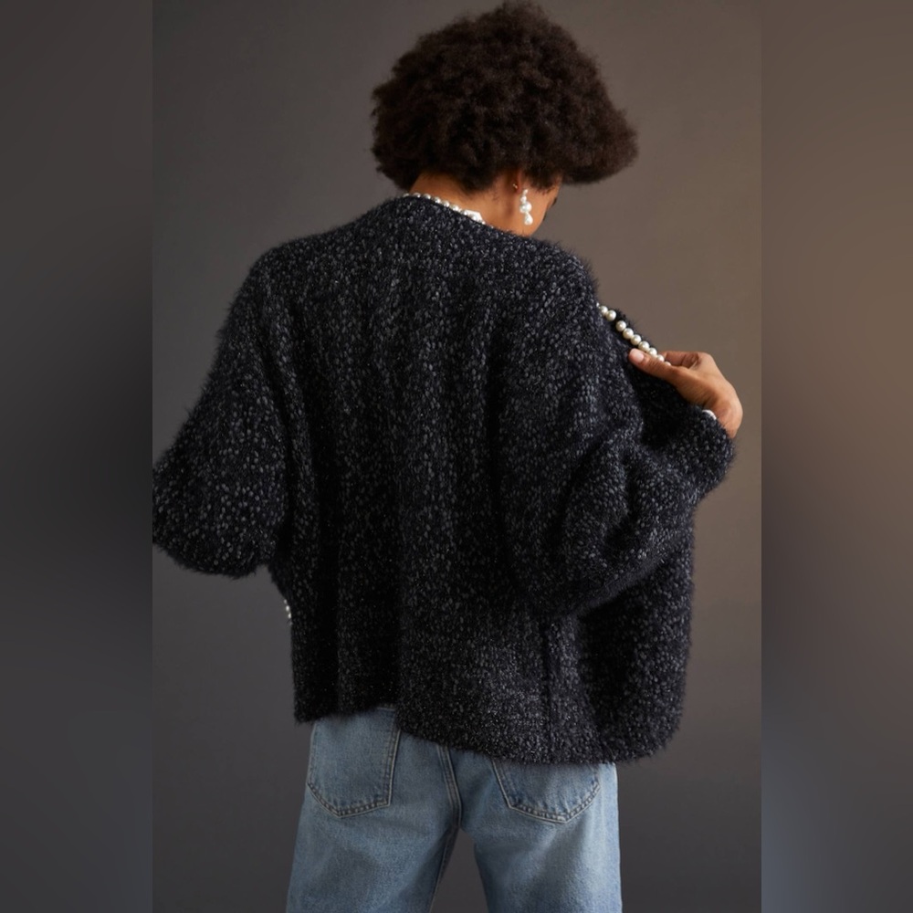 Anthropologie Maeve Black Sweater with Pearl Detailing - Picture 4 of 7